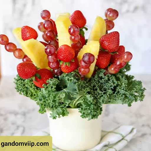 عکس جام گل با ترکیب گل و میوه