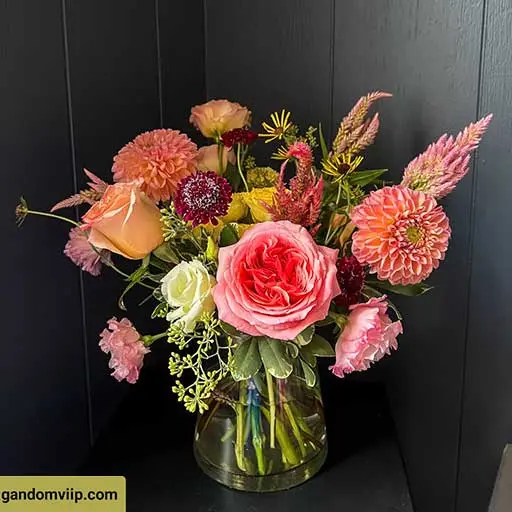 عکس جام گل با گل های فصلی