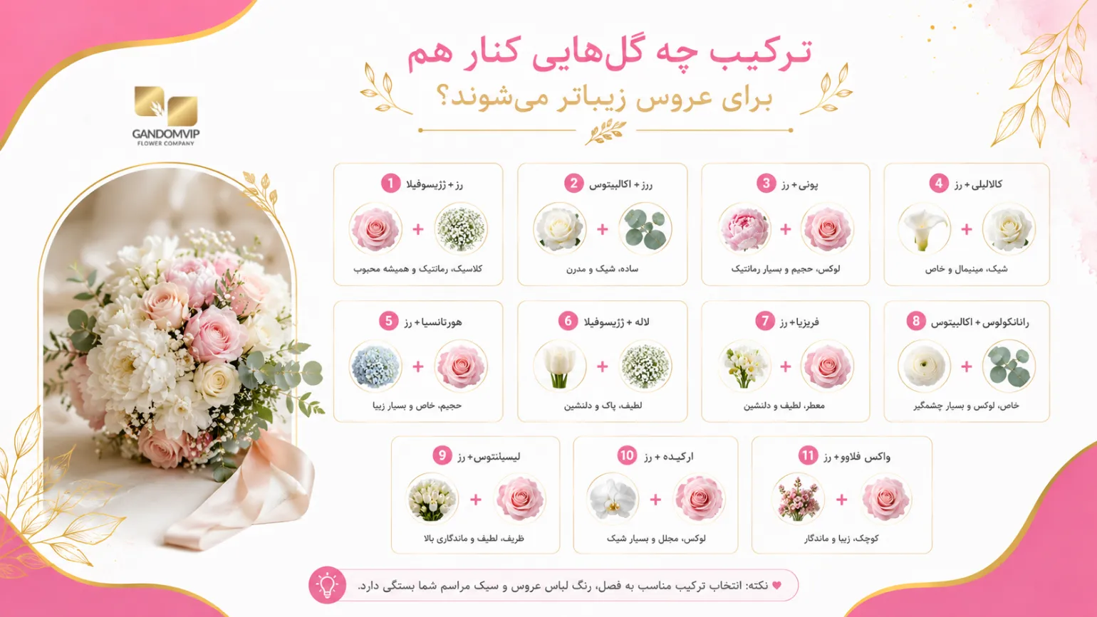 ترکیب چه گل‌هایی کنار هم برای عروس زیباتر می‌شوند؟